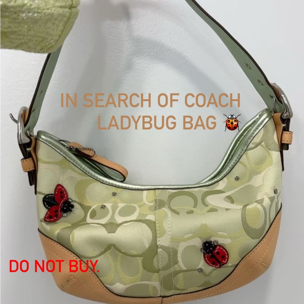 ❌❌❌ DON’T BUY Coach Light Green Signature Ladybug Shoulder Bag with Tan Trim